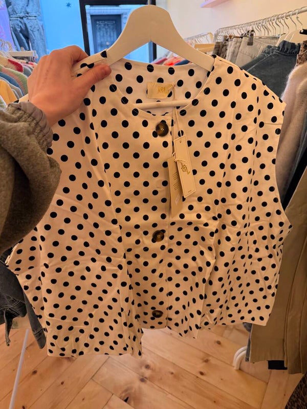 Dorien dots debardeur oversized white - black