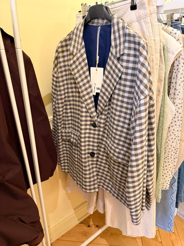 Billie blazer geruit beige blue