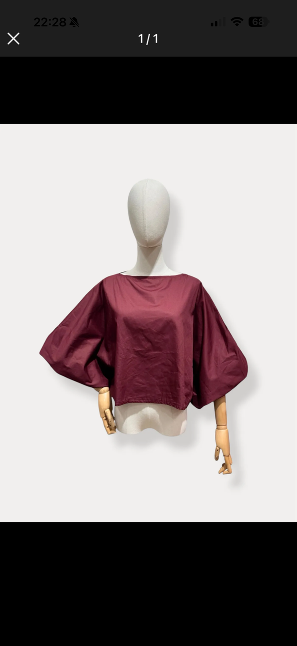 Aagje blouse bordeaux puff sleeves