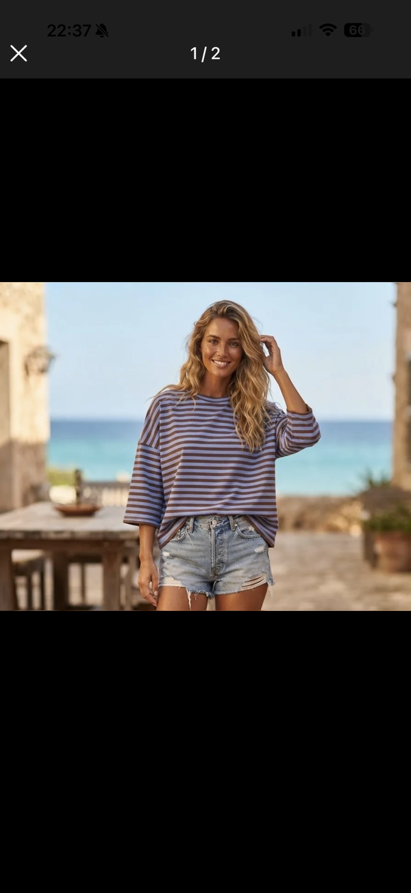 Madelon longsleeve brown blue stripes