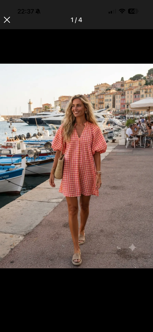 Giulia dress vichy pink orange