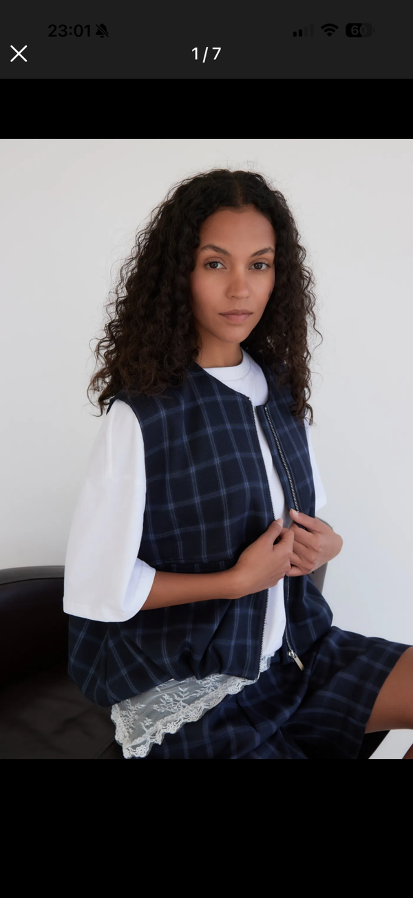 Jacky vest vichy navy blue