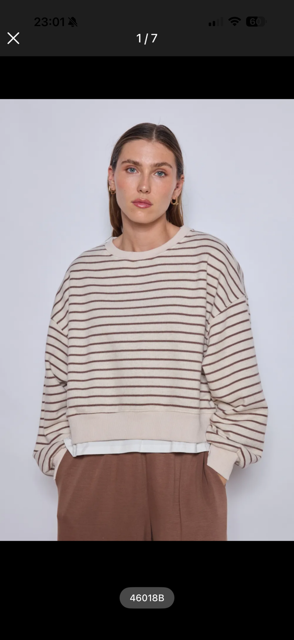 Mona sweater beige brown stripes