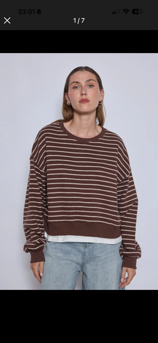 Mona sweater brown beige stripes