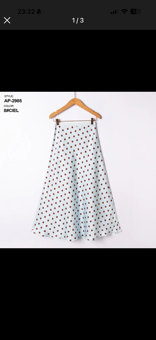 Cecille long skirt blue brown dots