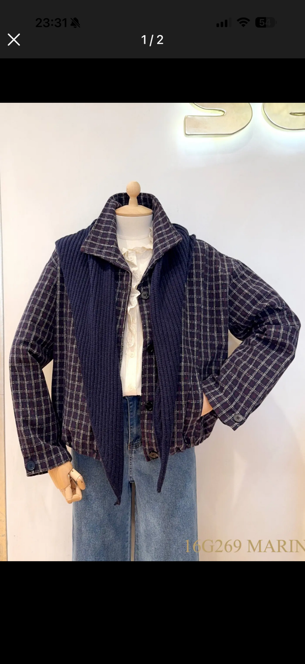 Emmeline jacket vichy navy blue