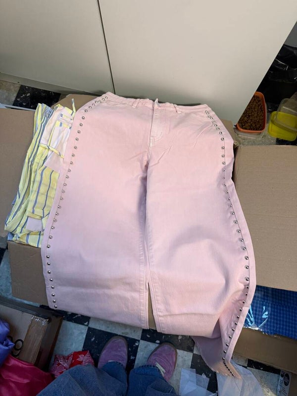 Lieke pink pants with studs