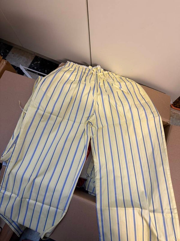 Cato pants yellow with blue stripes