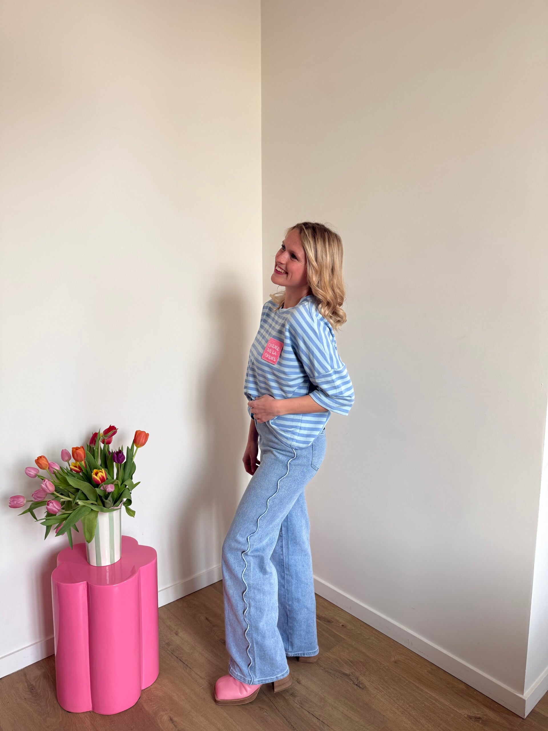 Maithé jeans blue with wavy line