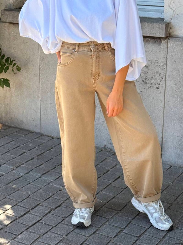 Brenda barrel jeans beige