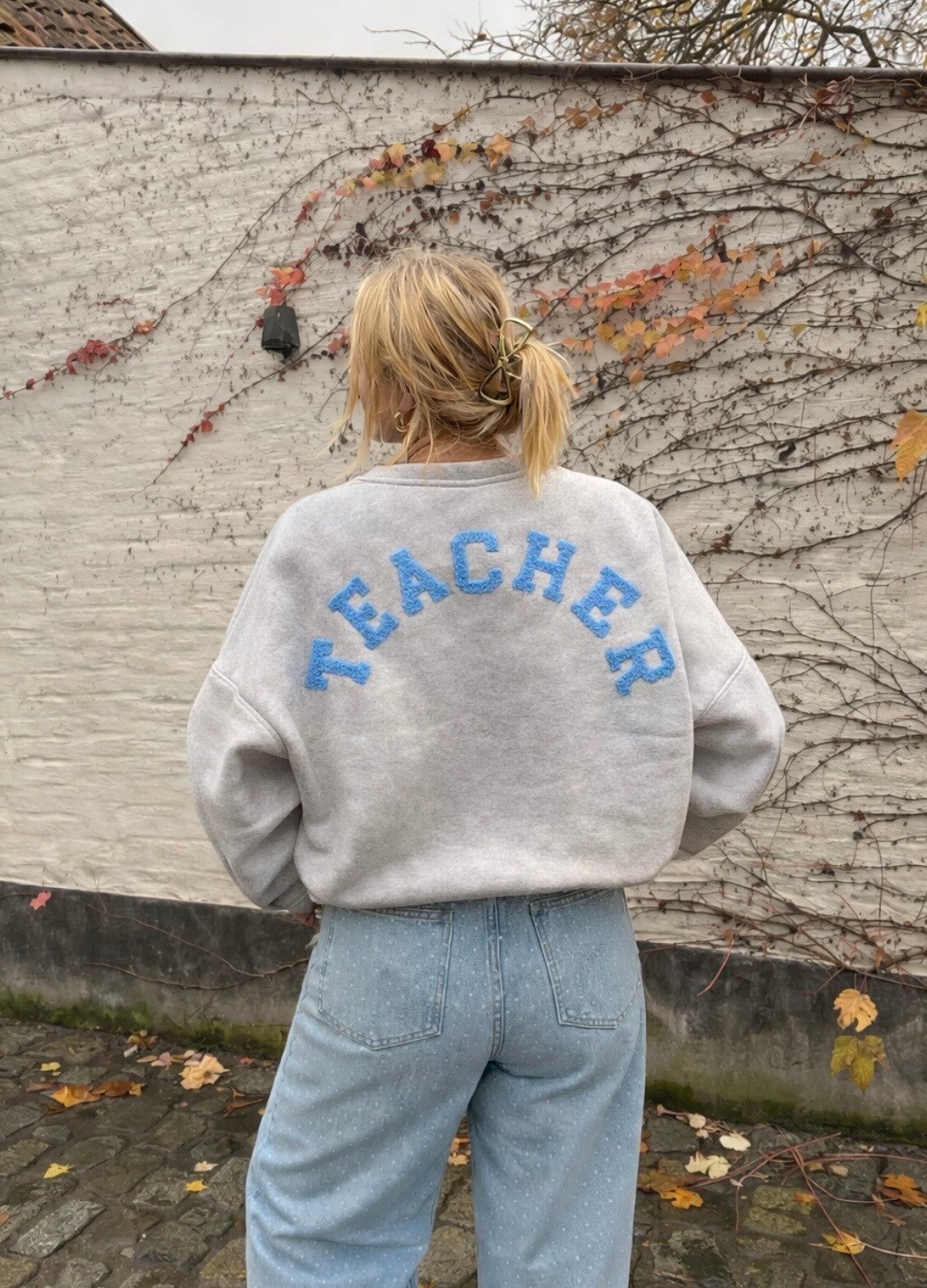Teacher sweater licht blauw