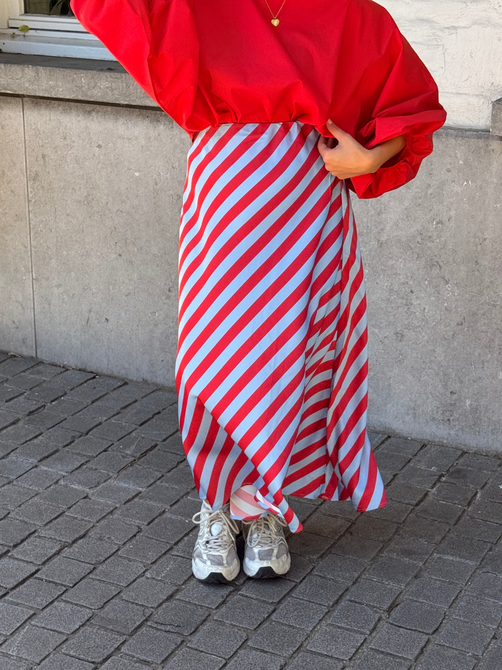 Lucille long skirt terracotta blue
