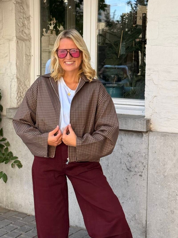 Amelia jacket coffee plaid