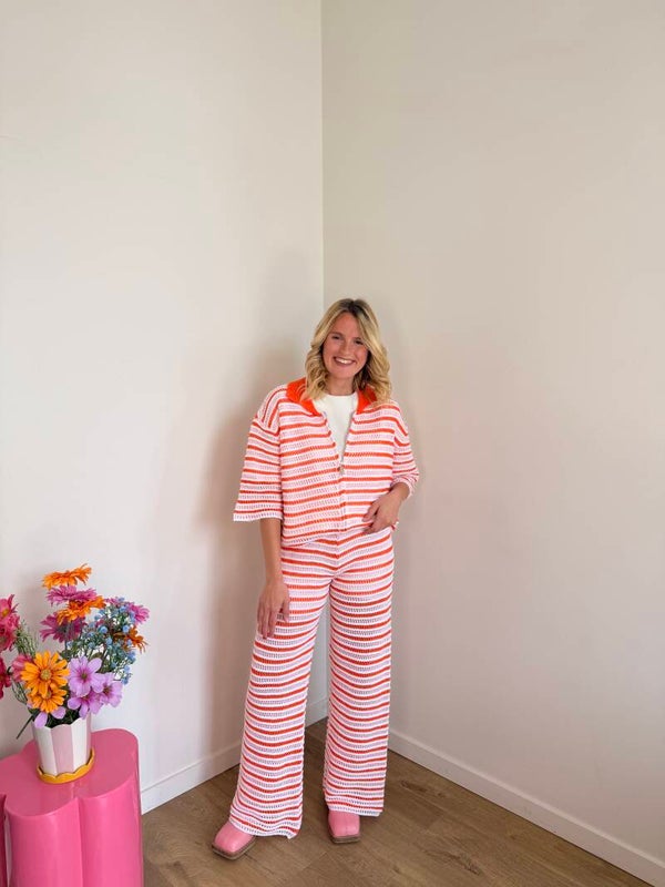 Petra crochet pants orange-pink