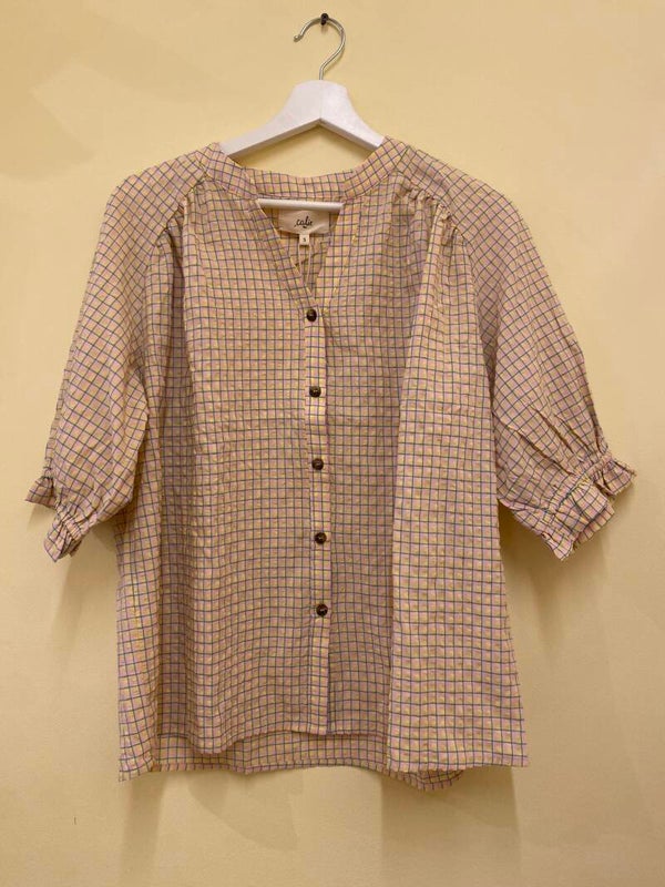 Calie blouse geruit pink yellow blue