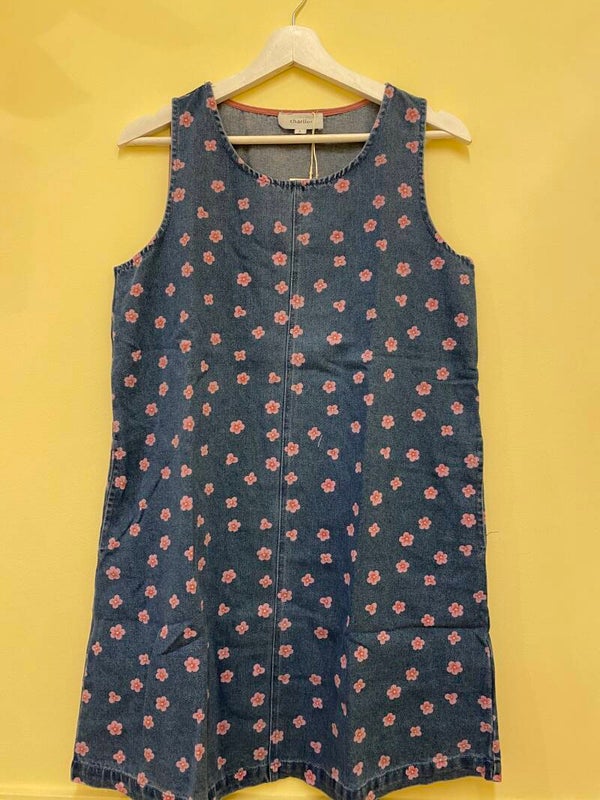 Hanne summerdress jeans  pink flowers