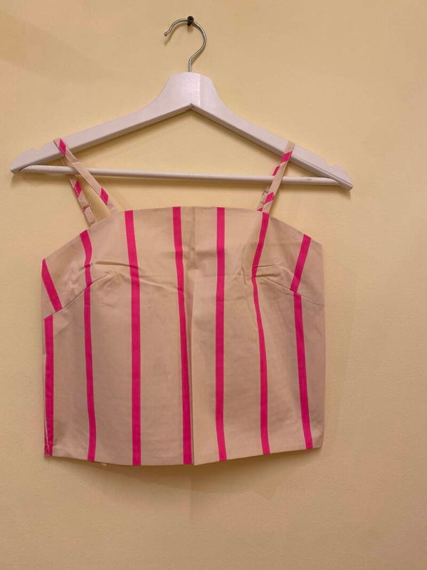 Martha striped top ecru-fuchsia
