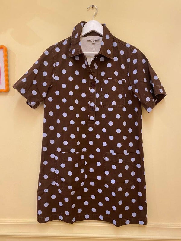 Britt polkadot dress Brown blue dots