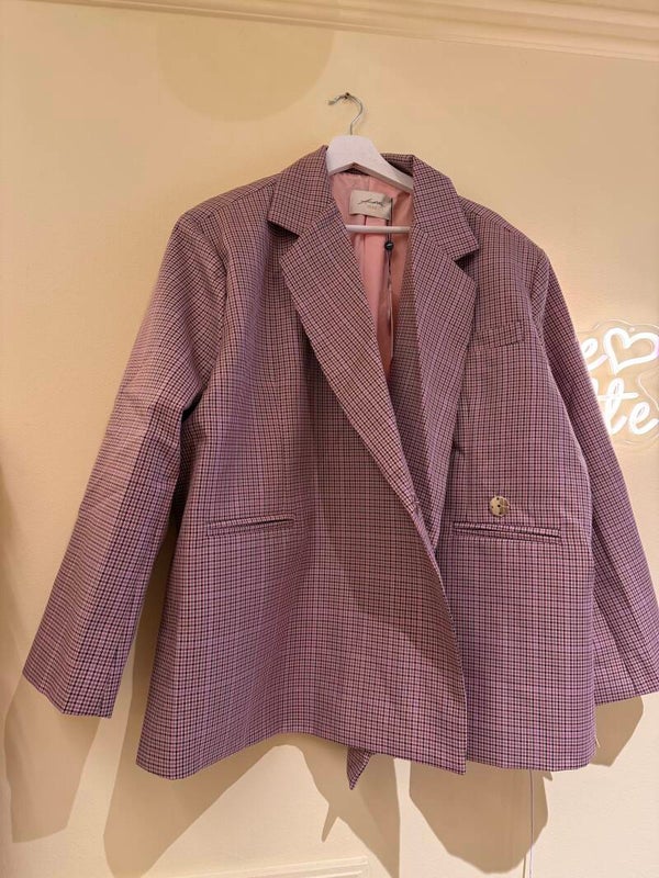 Jasmiin oversized blazer bird pink checkerd