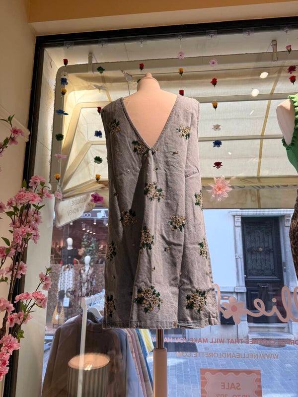 Elle jeans dress green details