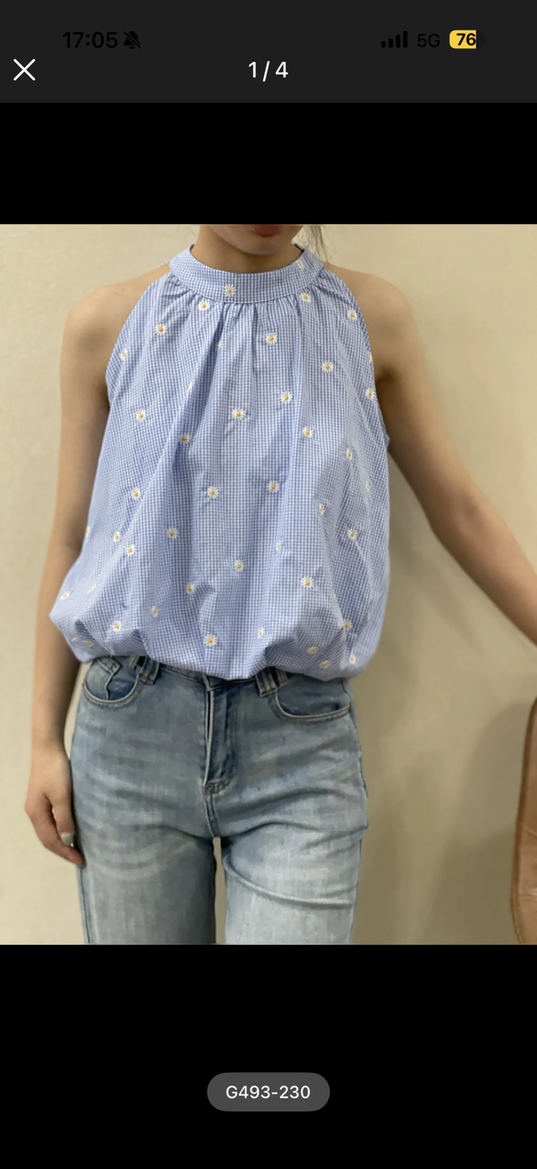 Vero vichy top blue