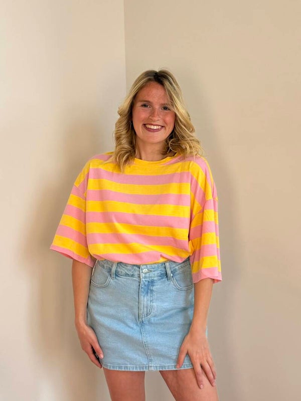 Elly shirt yellow pink stripes