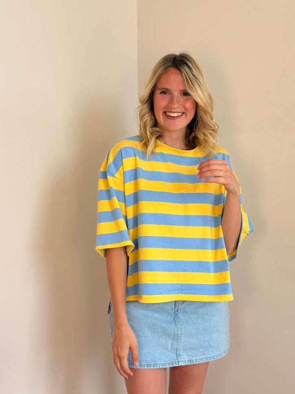 Elly shirt yellow blue stripes
