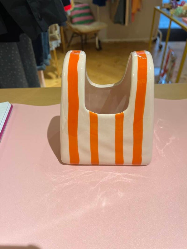 Orange bag flower pot small