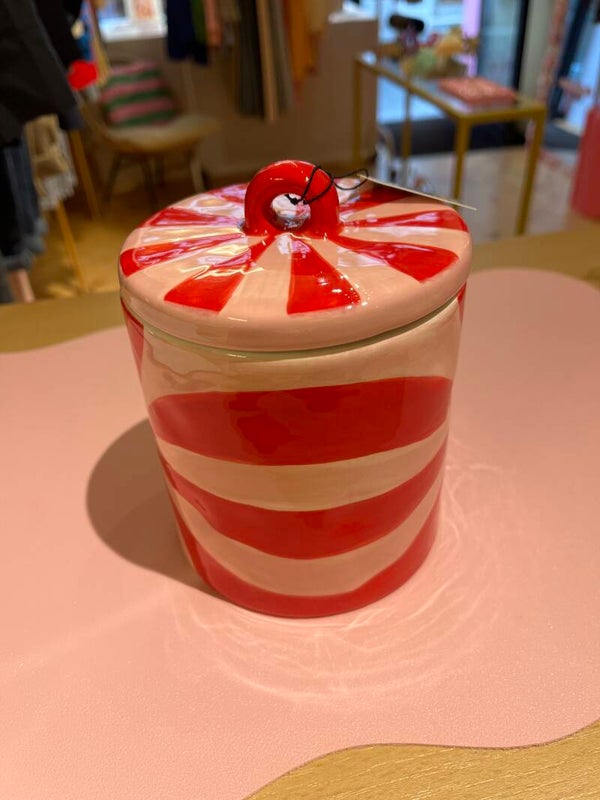 Red striped candypot small