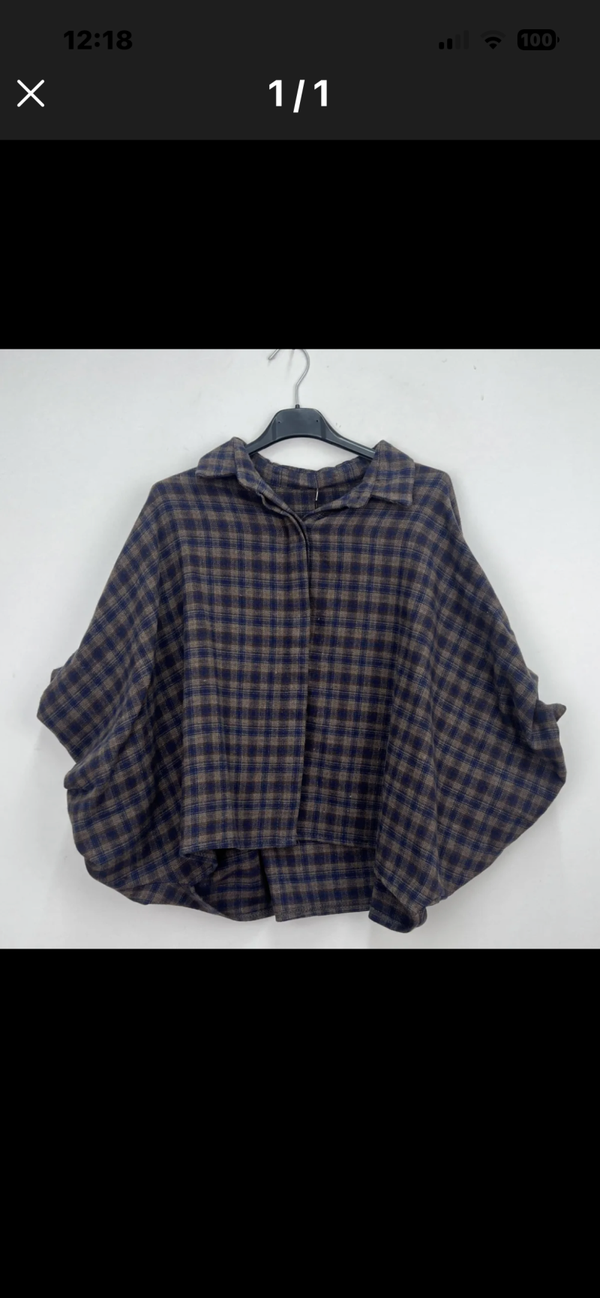 Virginie checkered blouse choco-navy