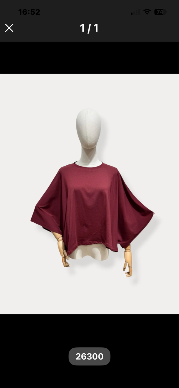 Loes t-shirt bordeaux wide sleeves