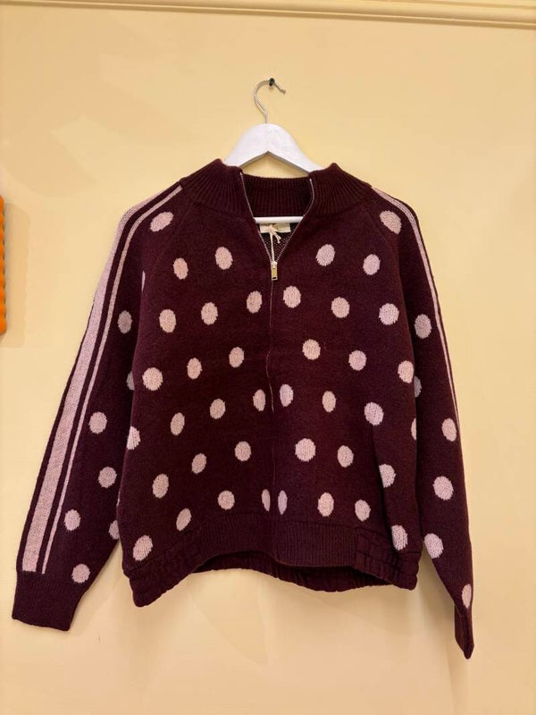 Hannelore gilet bordeaux with dots