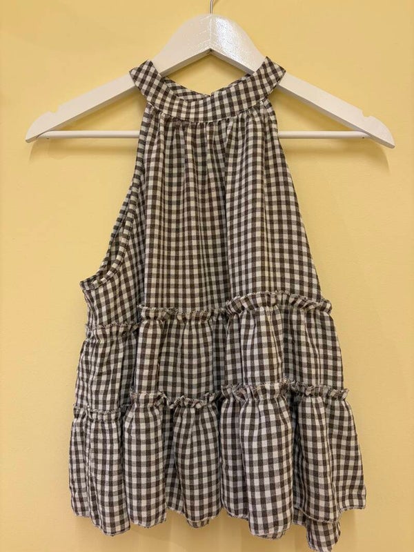Lorelle top vichy brown and white