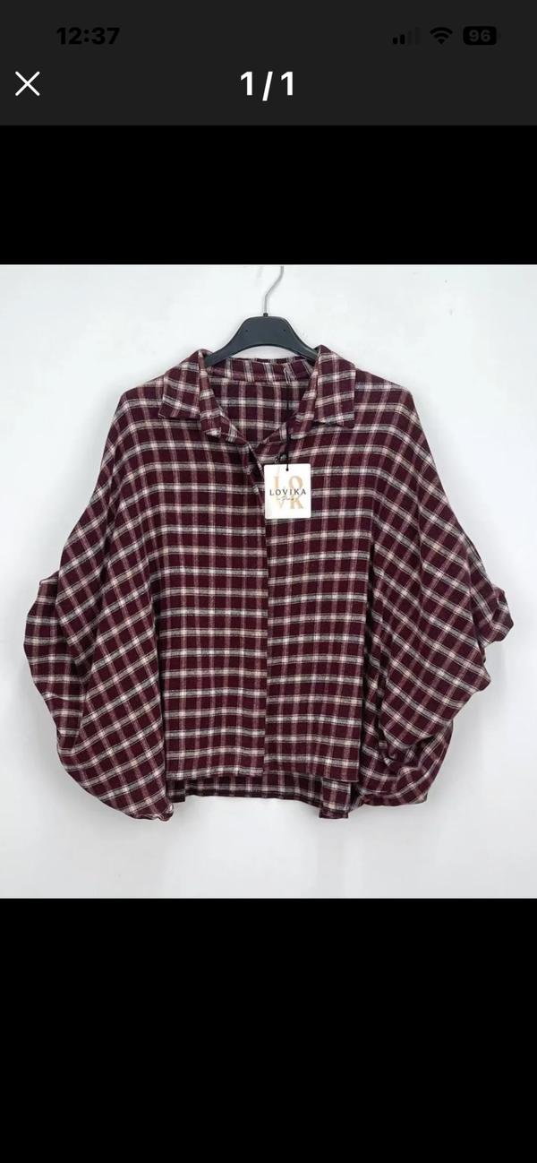 Virginie checkered flanel blouse bordeaux