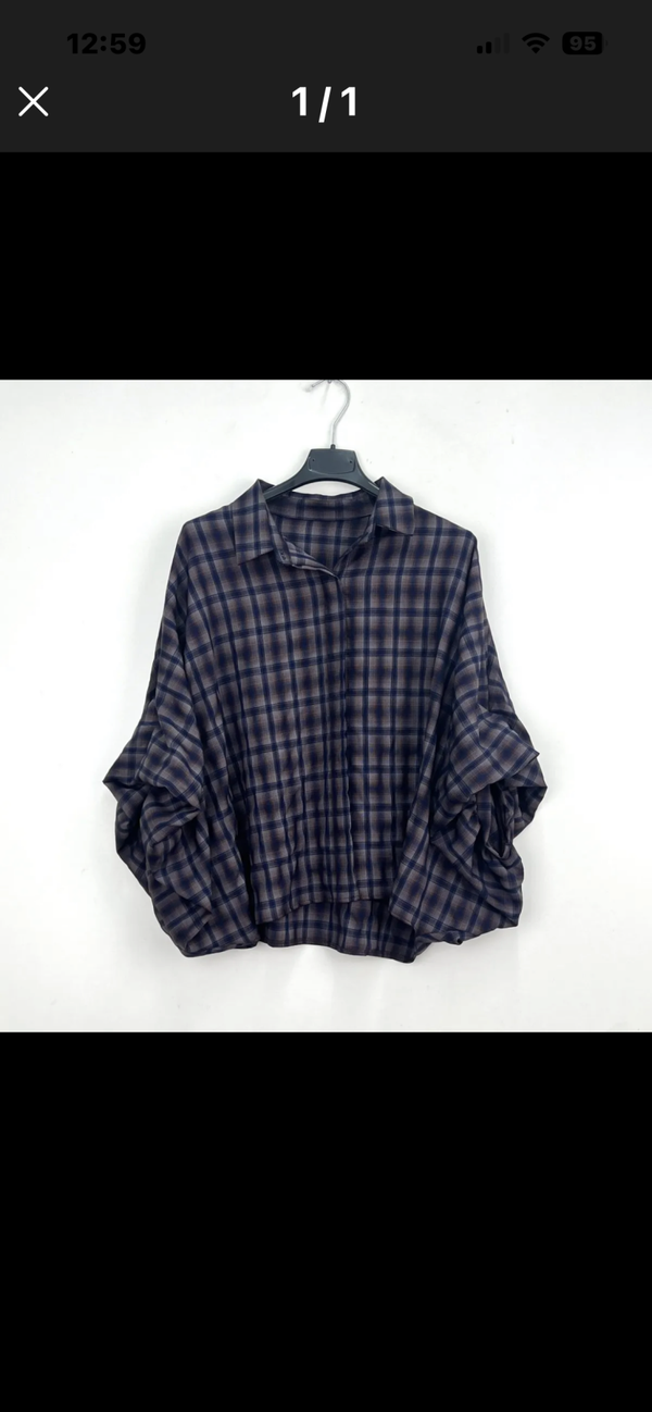 Valerie checkered blouse choco navy