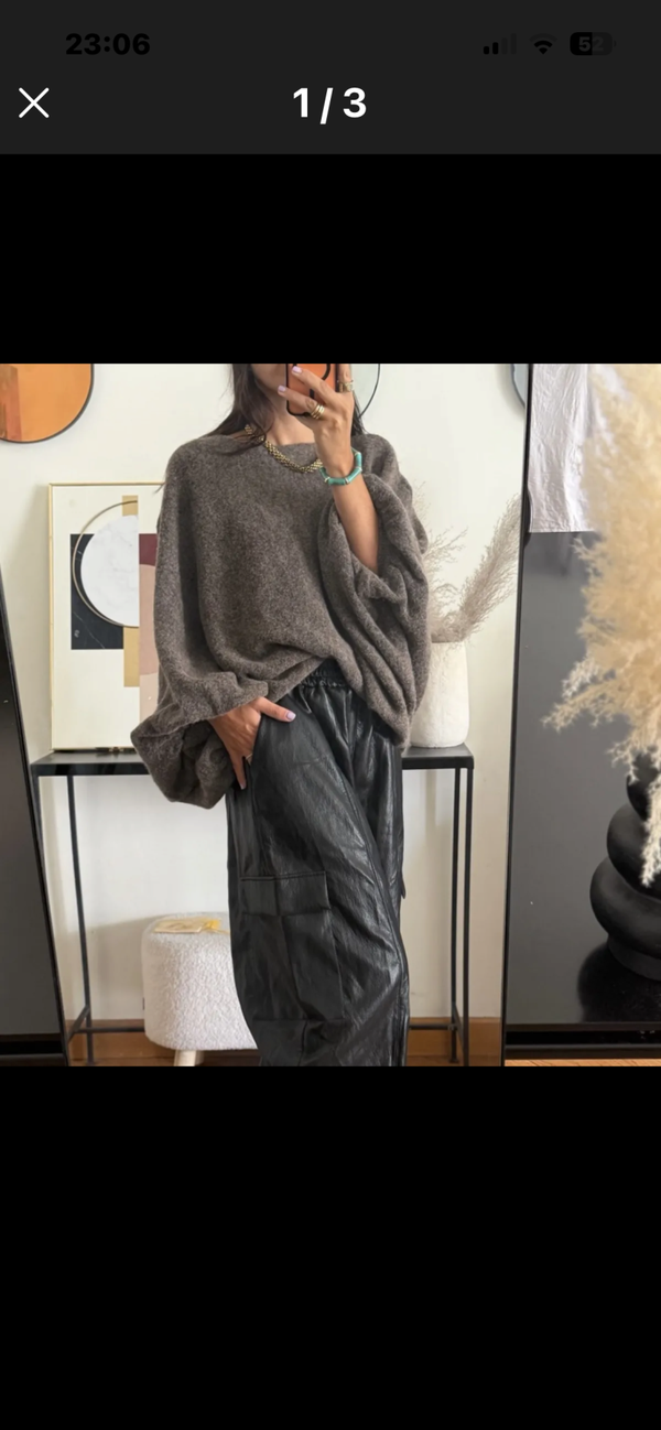 Tess balloon knit taupe