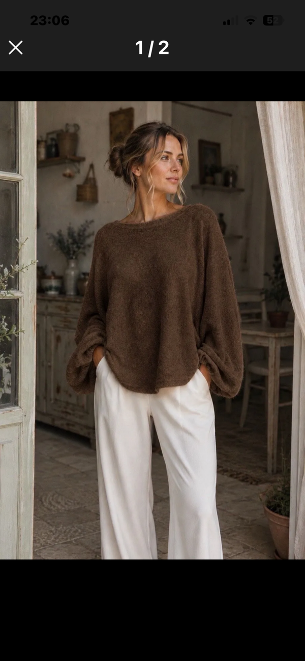 Tess balloon knit brown