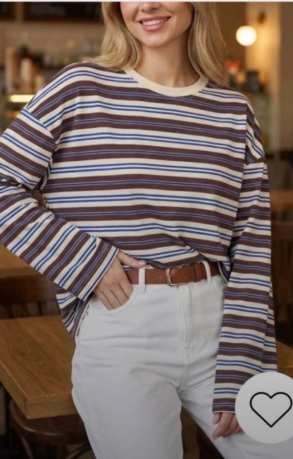 Sanne longsleeve striped navy