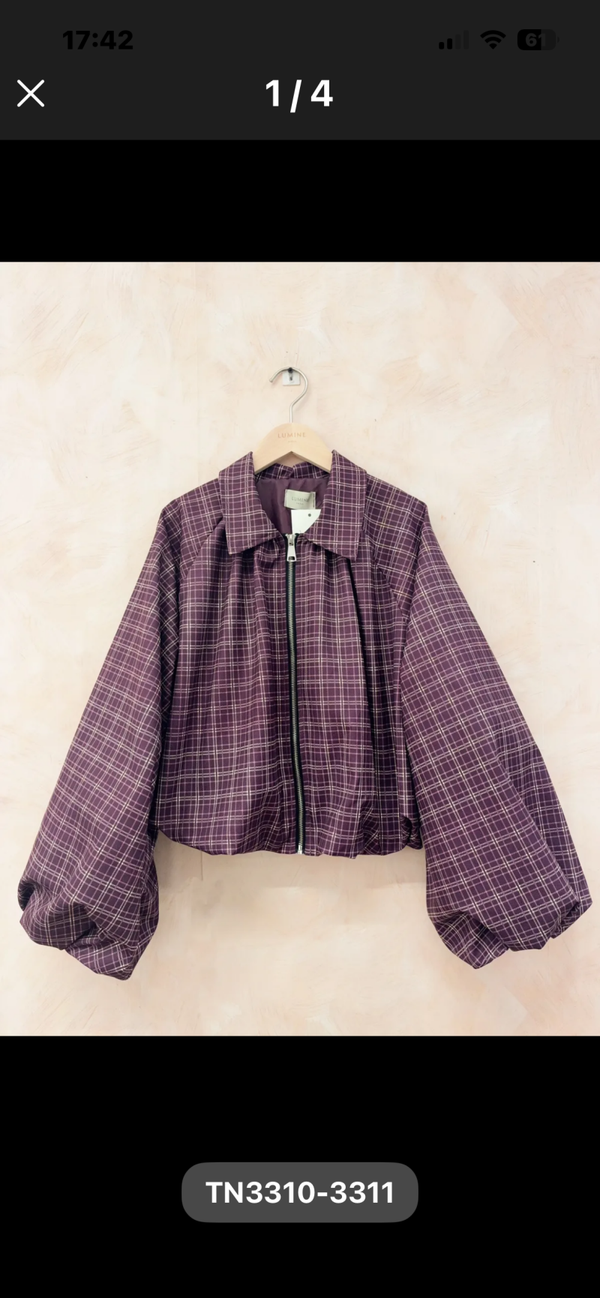 Stephanie checked jacket burgundy