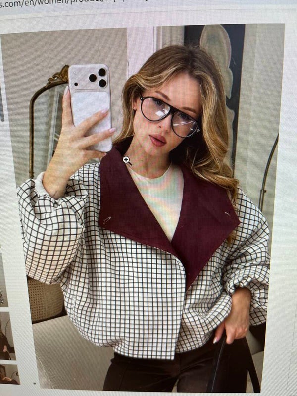 Aurelie checked jacket white