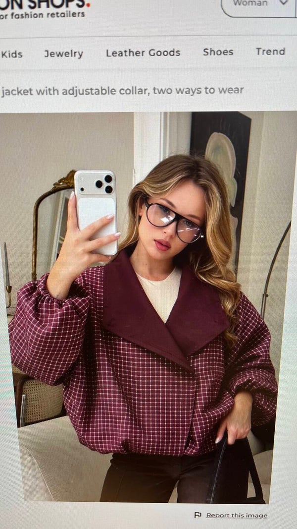 Aurelie checked jacket burgundy