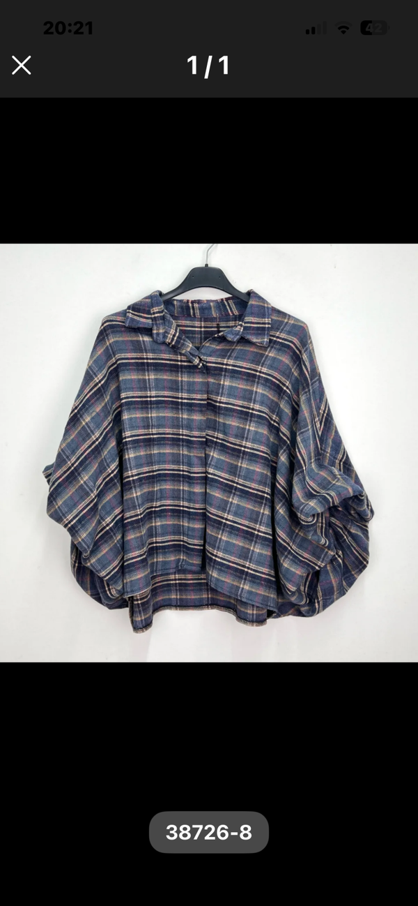Virginie checkered flanel blouse lightblue/navy