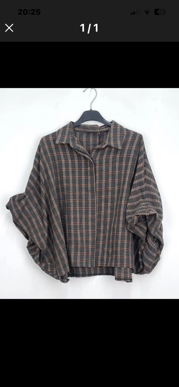Virginie checkered flanel blouse grey