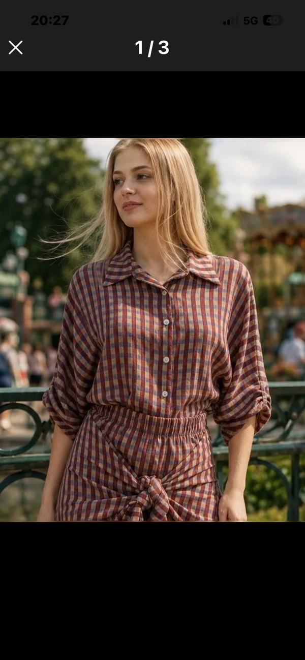 Nette blouse vichy camel