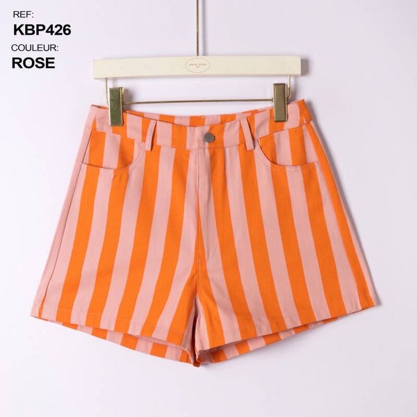 Ameline short pink yellow stripes