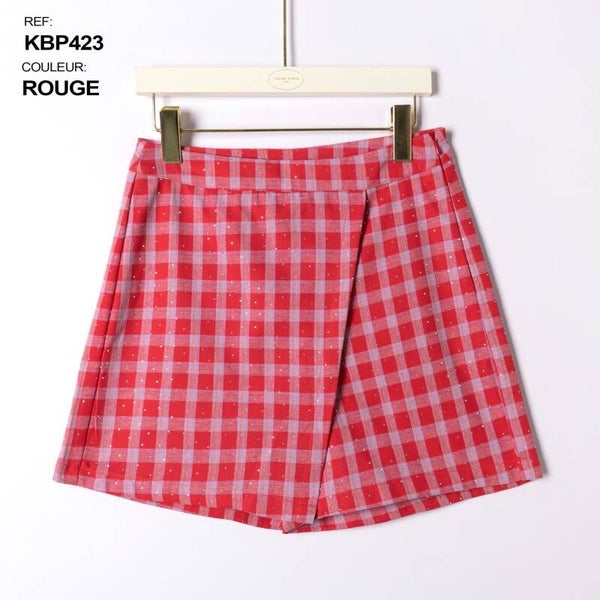 Lunne skort vichy red pink