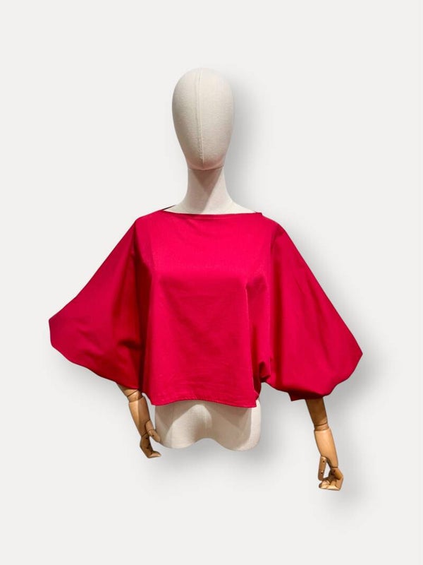 Aagje blouse red puff sleeves
