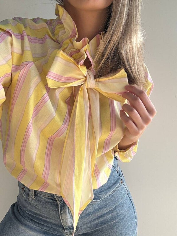 Shirley blouse yellow pink stripes