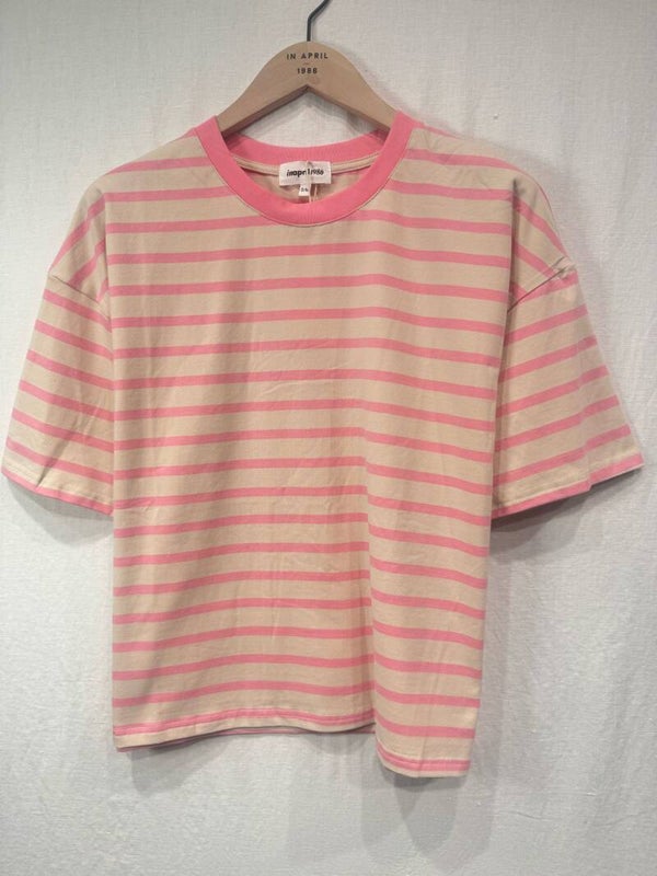 Lot t-shirt beige pink stripes