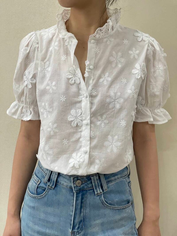 Marianne blouse white short sleeves